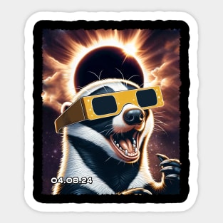 Solar Eclipse Survivor: Honey Badger Spirit in the Shadows Tee Sticker